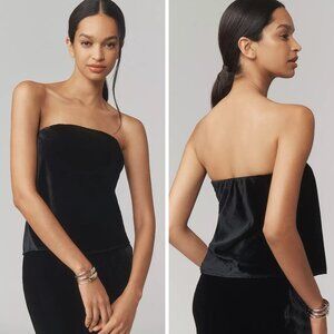 Anthropologie Black Velvet Strapless Top, The Tilda, Sz L